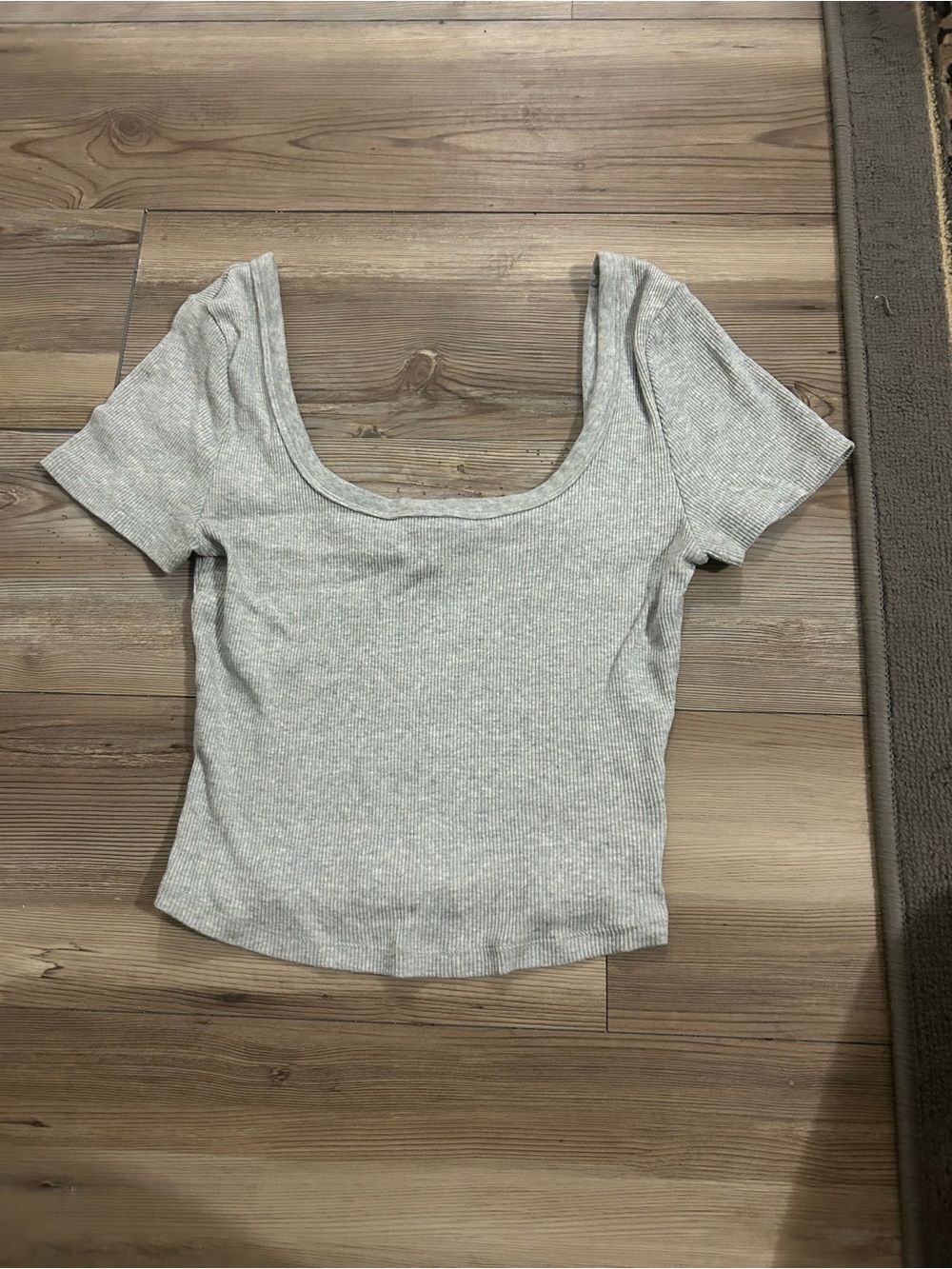 Universal Thread Ribbed Scoop-Neck Crop Top - Gray